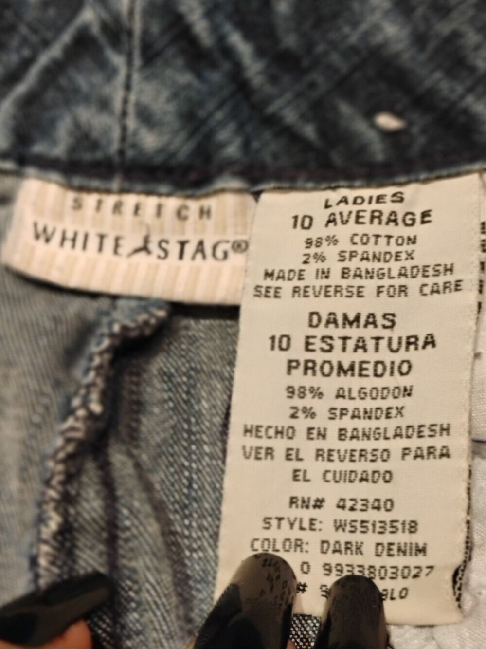Stretch White Stag Size 10 Average Blue Jeans - Picture 3 of 5